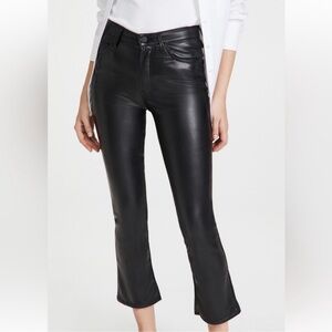 Mother Denim The Insider Crop Black Faux Leather 24